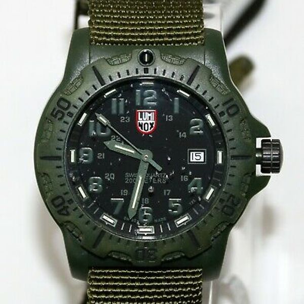 Luminox Men's Black Ops 8817.GO Green Black Carbon Watch Canvas Strap ...