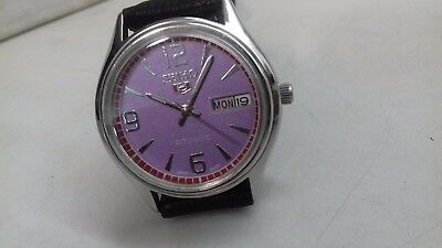 MEN S 23 J SEIKO 5 PURPLE Color Dial AUTOMATIC Wrist Watch WORKING