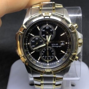 SEIKO SSC142 SOLAR BLACK DIAL 2-TONE MENS STAINLESS WATCH (needs Capacitor)  #19 | WatchCharts