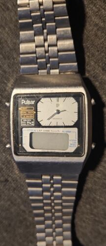 PULSAR Vintage Wristwatch Y651 5030 ANALOG DIGITAL LCD Alrm Chrono