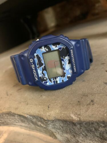 Super Rare Casio G-Shock DW-5600 A Bathing Ape Blue Camo | WatchCharts