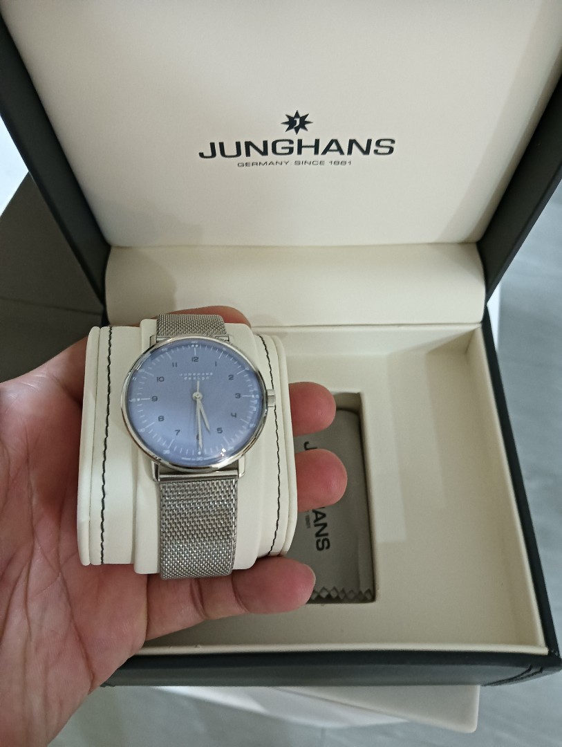 Junghans max bill 34mm Hand winding ice blue periwinkle