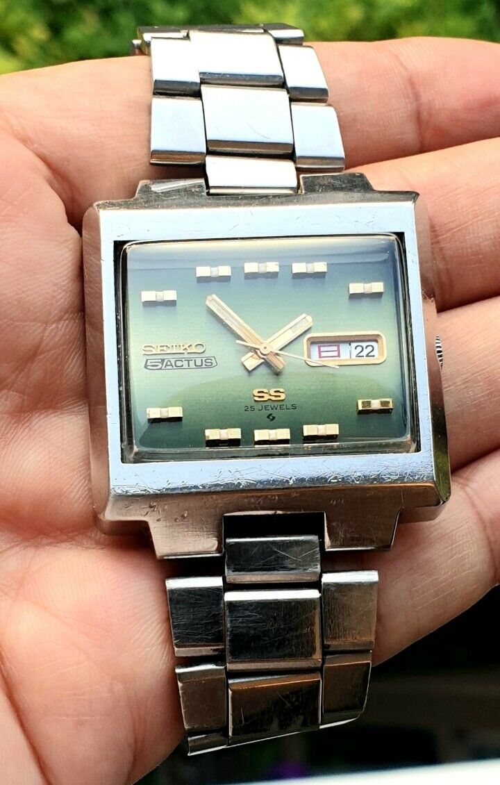 Seiko Actus SS Square TV Green Dial 6106-5530 25J Oct 1973