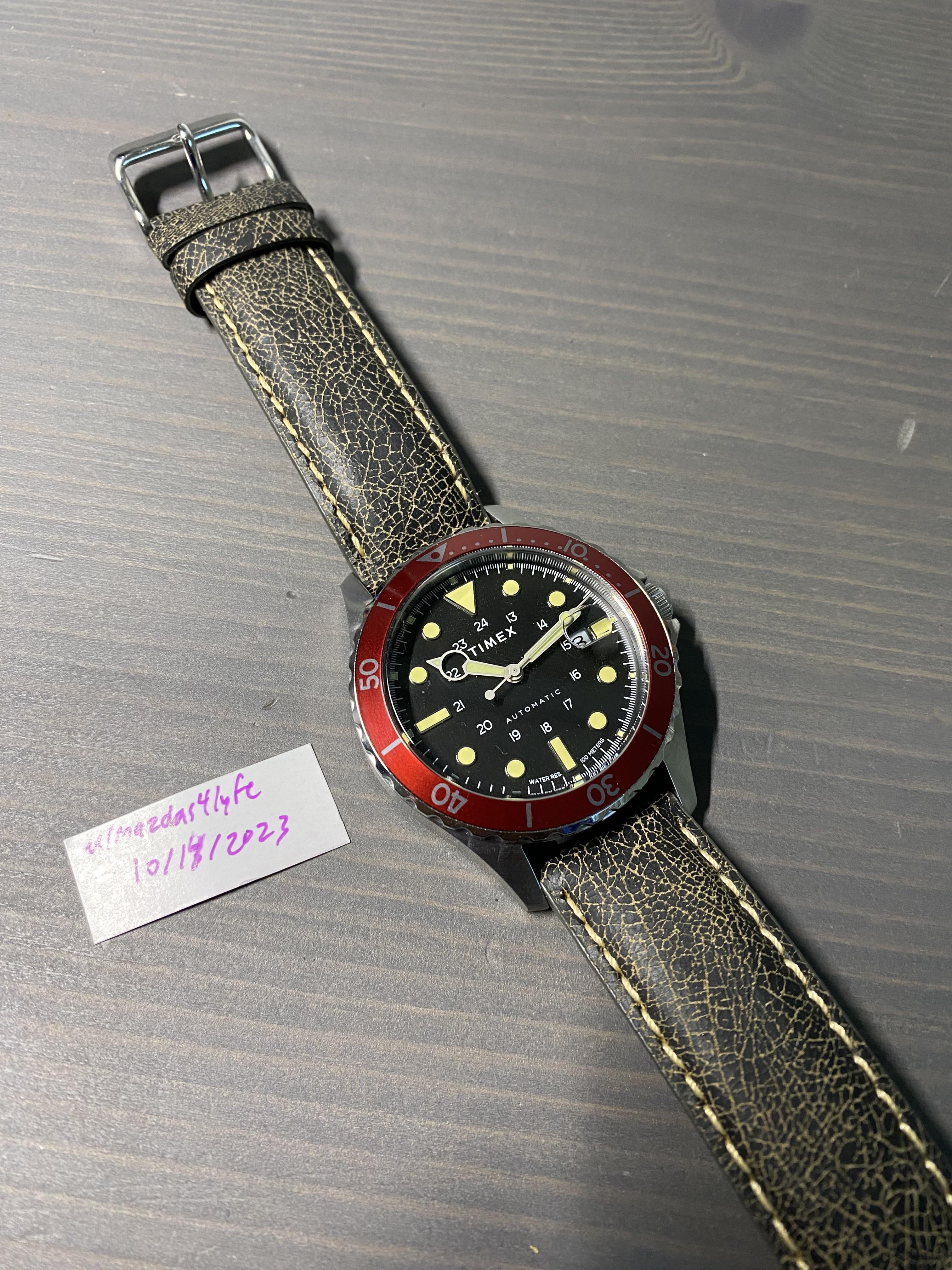 WTS Timex Men s TW2U09900ZV Navi XL Automatic Watch red diver