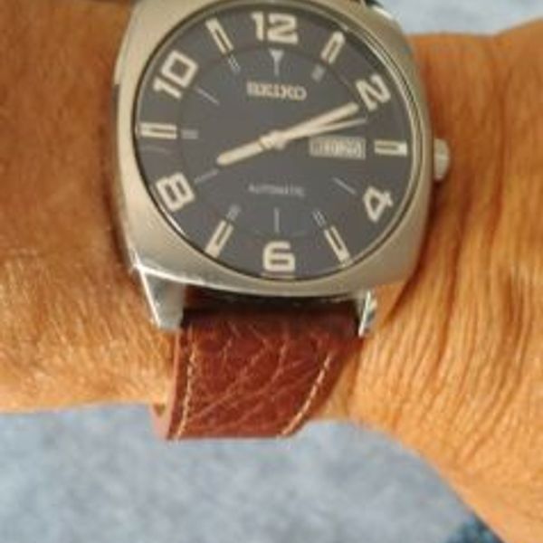 Seiko Men's Automatic Recraft Brown Leather Strap Watch 44mm SNKN37