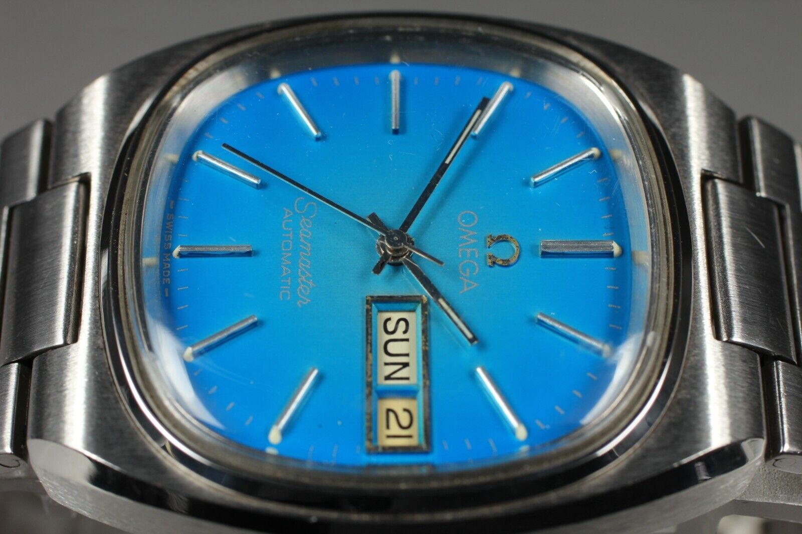 Exc+5** OMEGA Seamaster Ref.166.0211 Automatic TV Screen Blue Dial