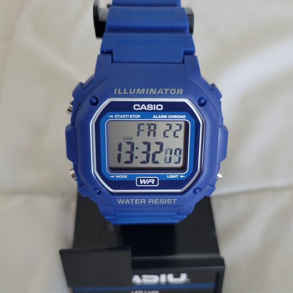 Casio Digital Illuminator Sport Blue Dial Blue Resin Men's Watch F108WH ...