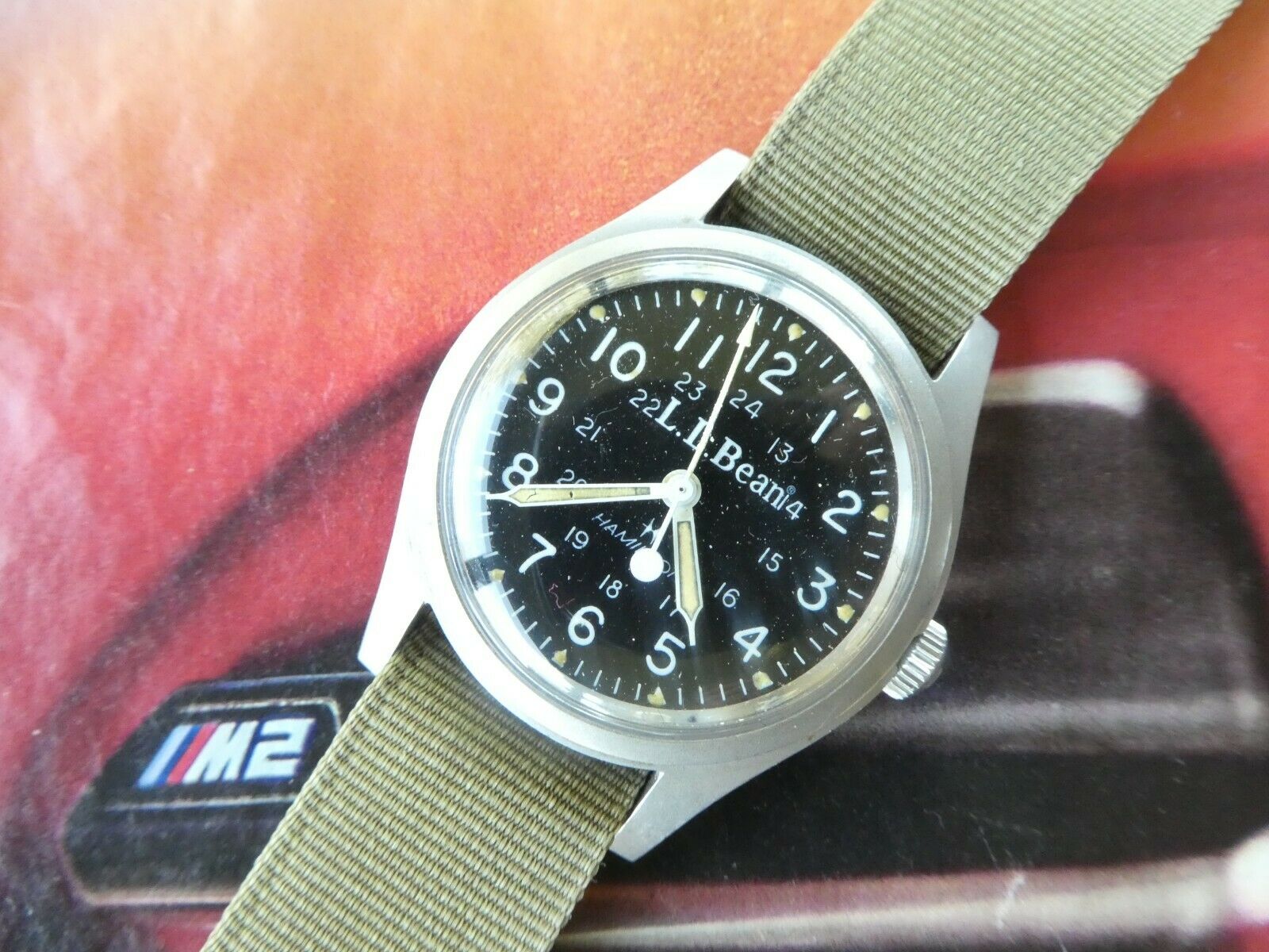 HAMILTON LL BEAN KHAKI Mens WATCH 17J VTG Military HACK 24HR SWISS