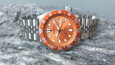 LOVELY SUNBURST ORANGE PADI MODDED SEIKO 7S26-0020 SKX007