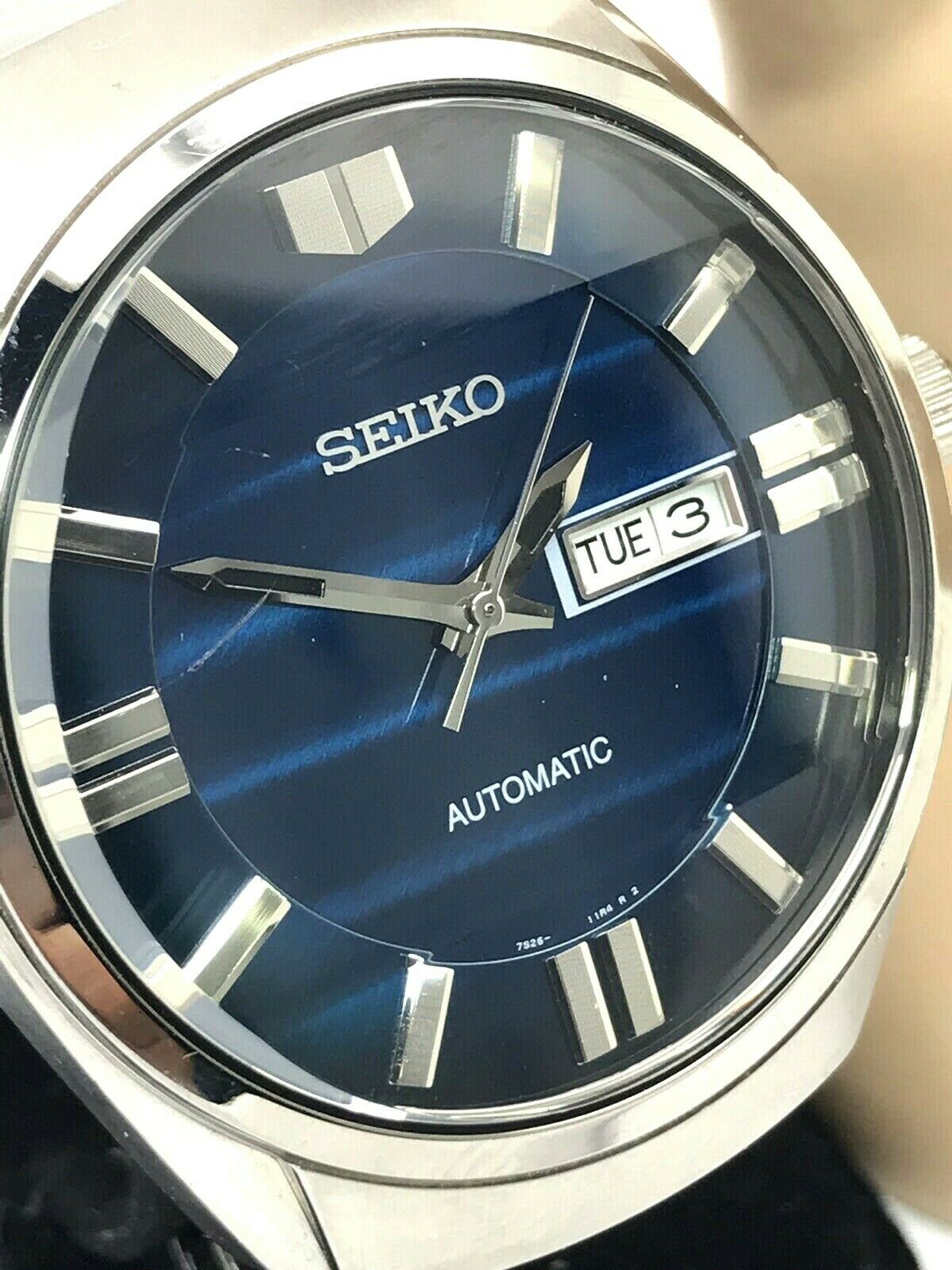 Seiko Men s Automatic SNKN03 Watch Stainless Steel Day Date Blue