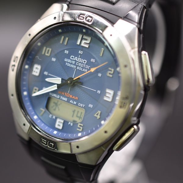 CASIO WAVE CEPTOR WVA-470 Tough Solar Combination Active Analog Digital ...