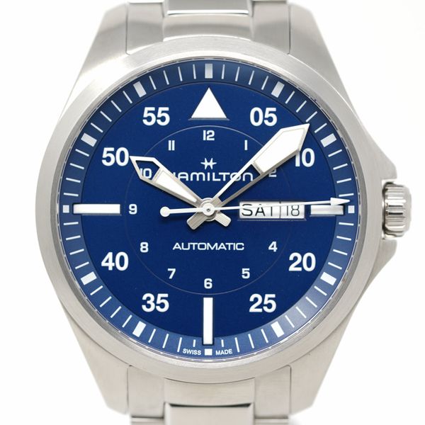 Reloj de hombre automático Khaki Aviation Pilot Day Date de 42 mm H64635140 de acero con