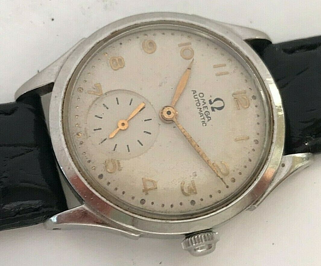 Vintage 33mm 1947 Omega Swiss bumper Automatic st. steel mens