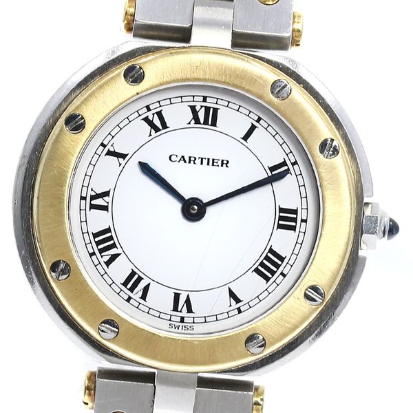 With translation [CARTIER] Cartier Santos Round SM YG two tone quartz ...