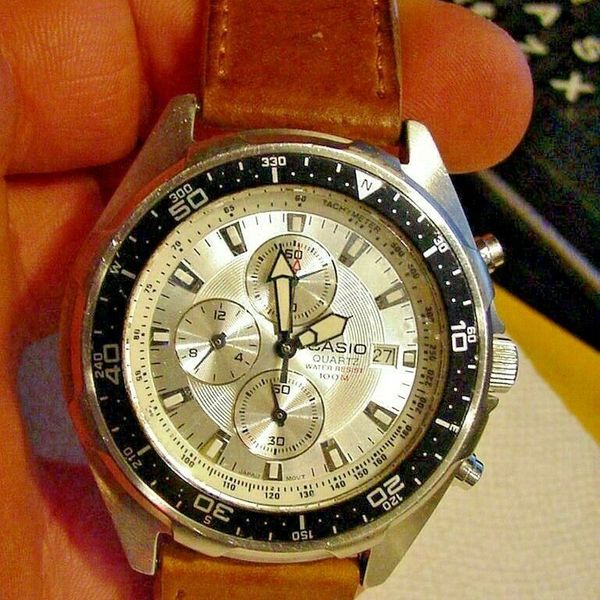 RARE VINTAGE BIG CASE CASIO CHRONOGRAPH MEN WATCH AMW-330 2328 ...