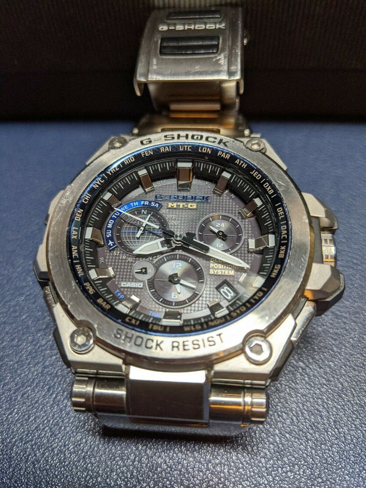 CASIO G-SHOCK MT-G MTG-G1000 5455 GPS and Atomic 6-Band w/ Blue trim- used  | WatchCharts Marketplace