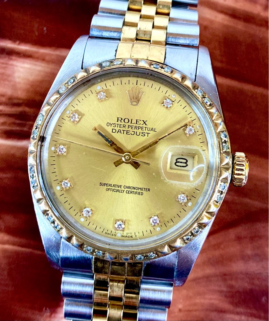 Clearance Sales Rolex 16013 Half Gold Diamond Bazel Dial Men