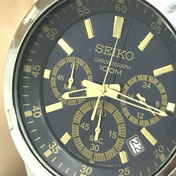 Seiko Quartz Chronograph Two Tone Blue Dial Men's Watch 4T53-00C0 FOR  REPAIR | WatchCharts