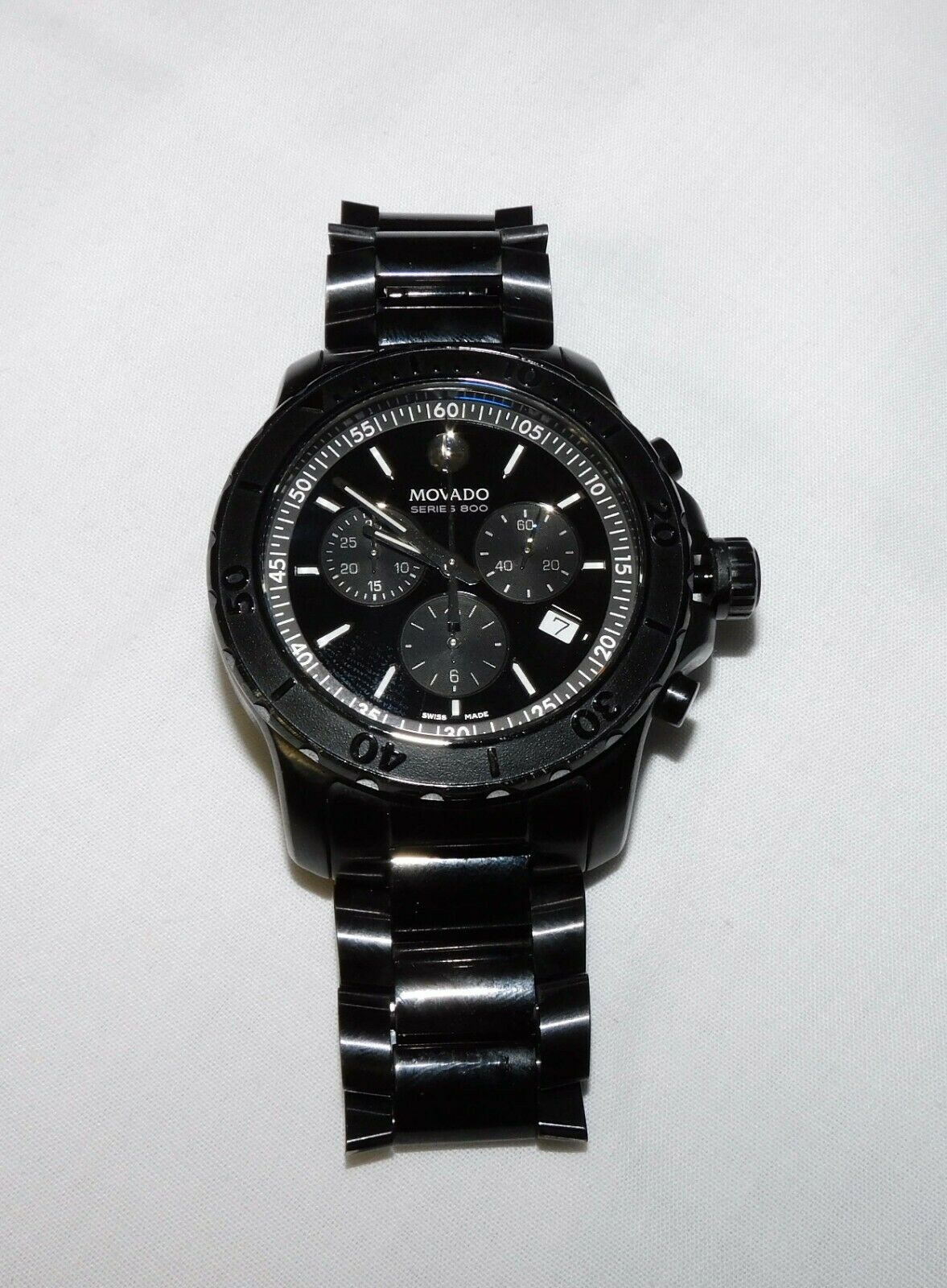 Movado Series 800 42mm Chronograph Black Stainless Men s Watch