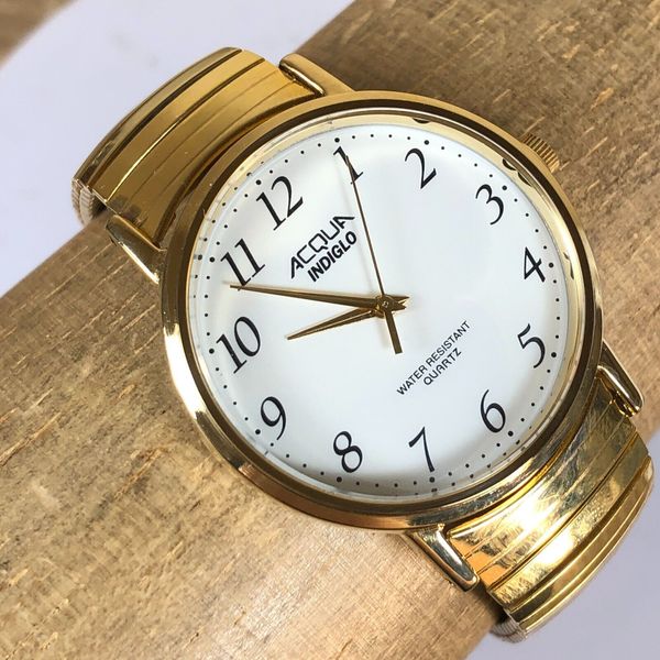Montre Homme Vintage ACQUA - Ton Or - Affichage Analogique - Technologie INDIGLO