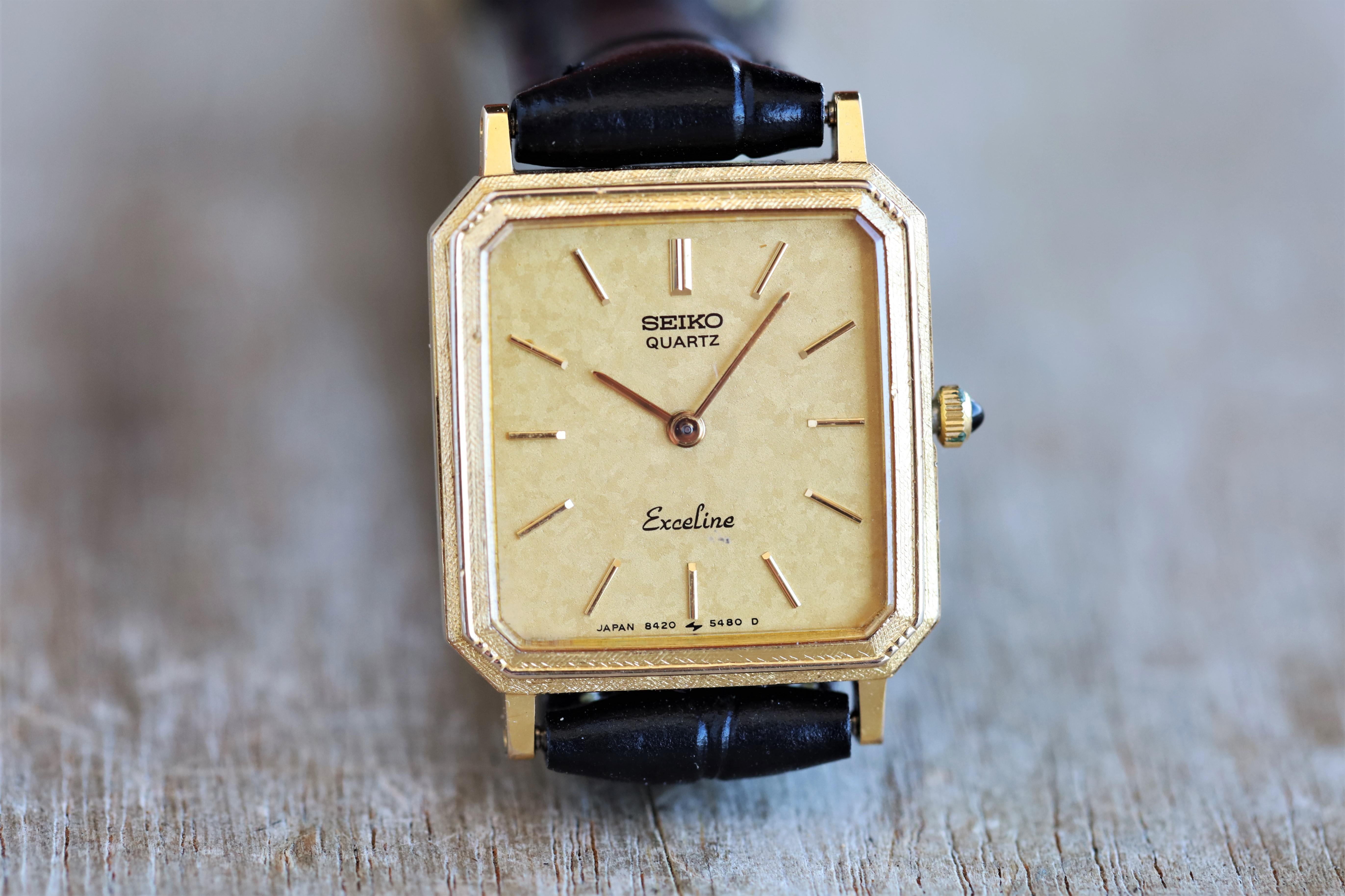 WTS Seiko Dolce Exceline 10K Gold Art Deco Tanks A Solid Gold