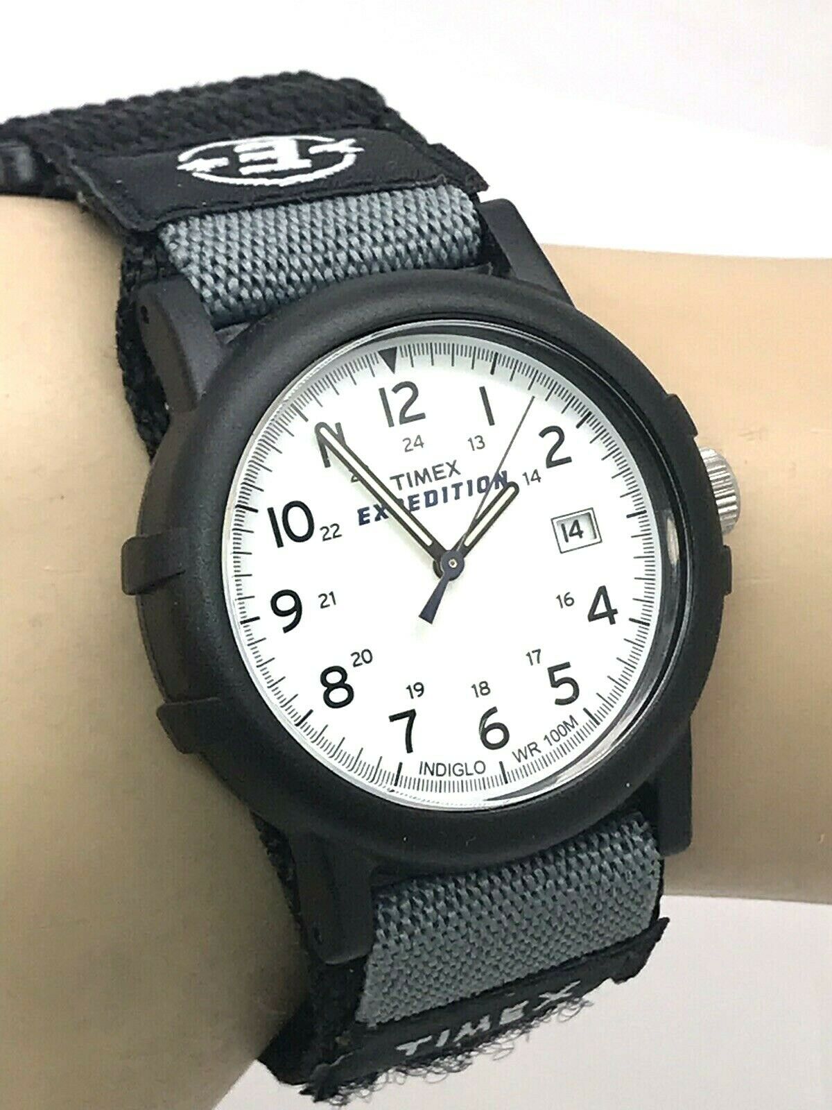 Timex Expedition Camper White Dial Black Canvas Band Indiglo