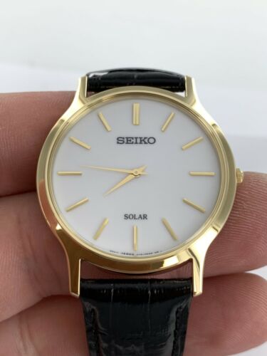 Gents Seiko Solar Super Slim Watch New 2 Year Gtee Boxed SUP872P1