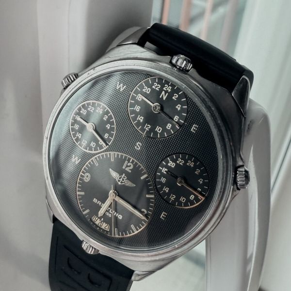 Breitling World timer Pilot Ref. 80840 Black waffle dial 40mm RARE 80s ...
