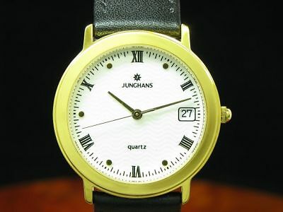 Junghans Gold Mantel Edelstahl Herrenuhr mit Datum Ref 41 7507