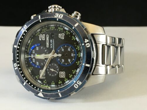 SEIKO Jimmie Johnson Chronograph Solar Black Dial Men s Watch