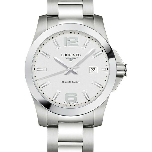 Longines Conquest SWISS Quartz Silver Dial Stainless Steel Men's Watch ...