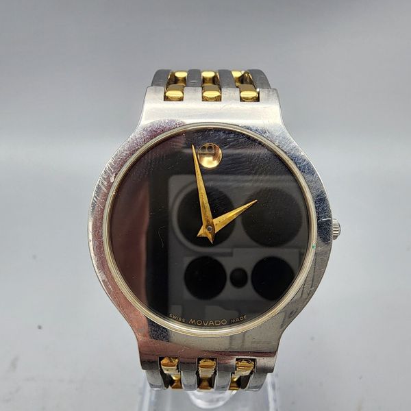 Movado Esperanza Watch Men Two Tone Black Dial 33mm Round 84 G2 1881