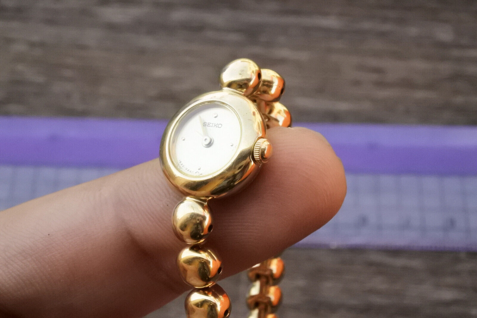 Mini Seiko Gold Plated 1E20 0070 Yellow Dial Lady Quartz Watch