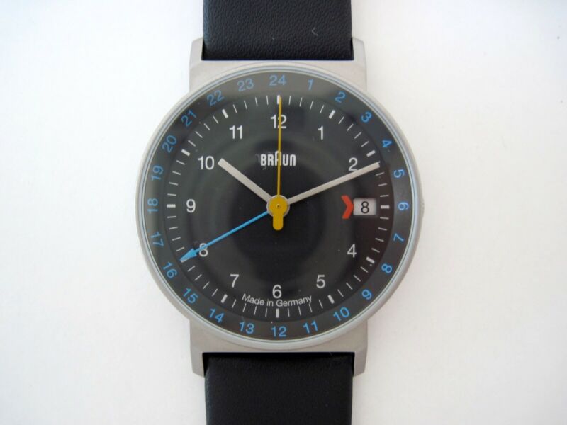 NOS BRAUN Quartz Wrist Watch 3814 AW 24 GMT Hartwein Germany