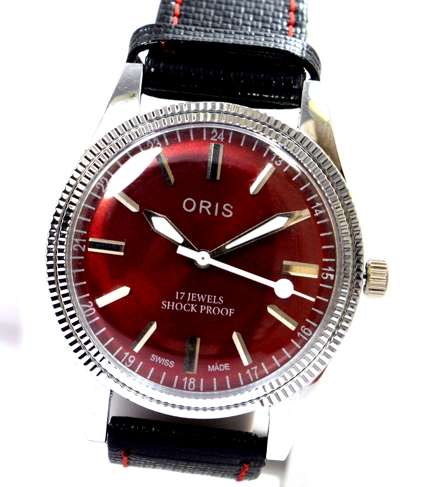 Vintage Oris Red Dial ST 96 17 Jewels Swiss Made Mechanical Men s