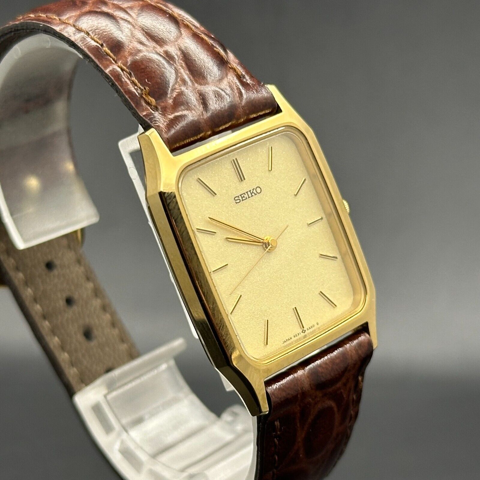 【極美品】SEIKO セイコー 5E31-5A50 スクエア タンク 1990s Seiko tank Quartz 5E31-5A50 Vintage Mens Watch Authentic/ case no