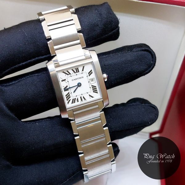 (NOT AVAILABLE) Cartier 25mm X 30mm Ivory Roman Dial Mid Sized Tank ...