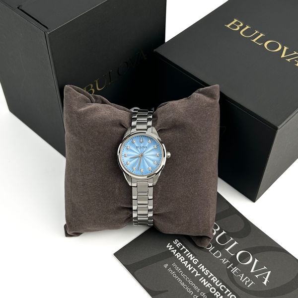 Bulova 96P250 Classic Sutton Diamond Blue Dial Women's 28mm Quartz ...