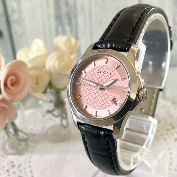 Gucci G Timeless Quartz Pink Dial Pink Leather Strap Watch For Women - YA1264115 main image 1