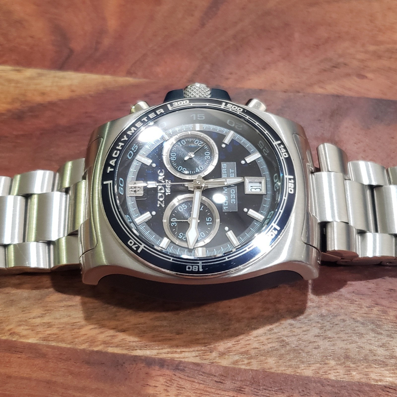 MINT Zodiac Super Sport Timer Chronograph Watch ZO7500 w/ Bracelet