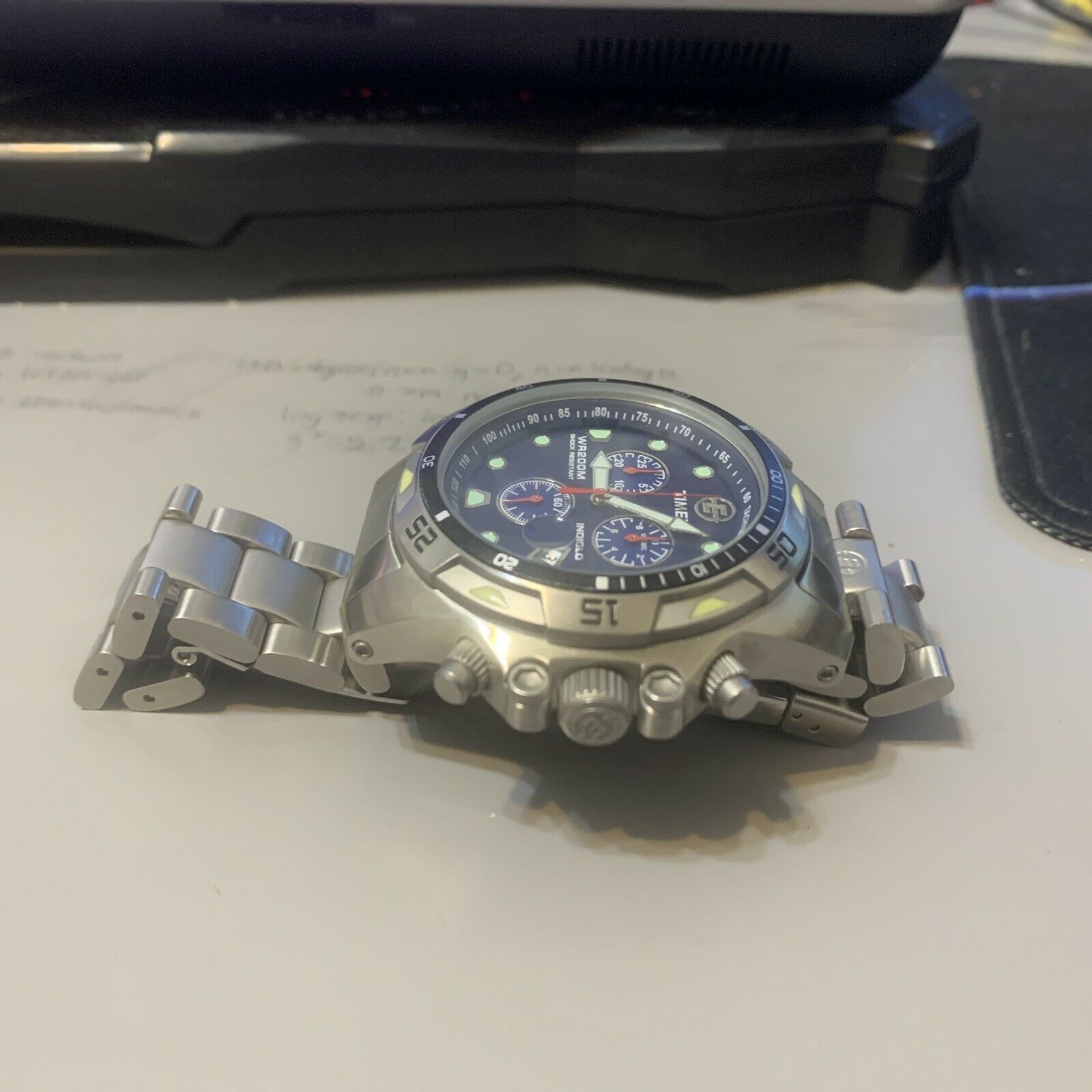 TIMEX Expedition Chronograph Diver WR/200m INDIGLO Blue Dial Diver 