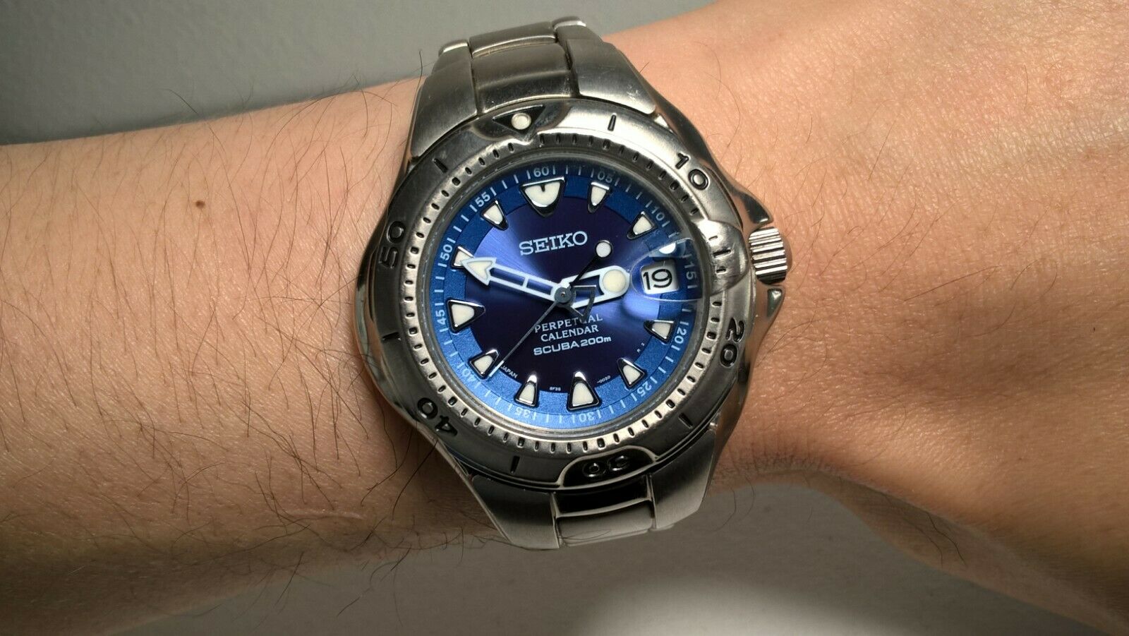 Seiko Scuba 200m Pippin SBCM003 Titanium Blue 8F35-0020 Perpetual 