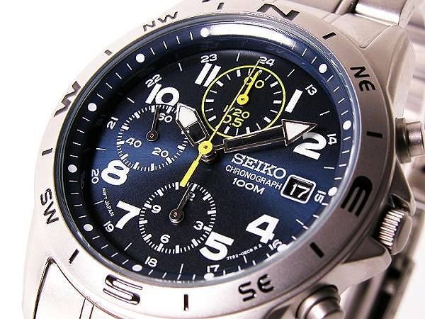 Watch SEIKO men s Seiko chronograph SND379 navy WatchCharts Marketplace