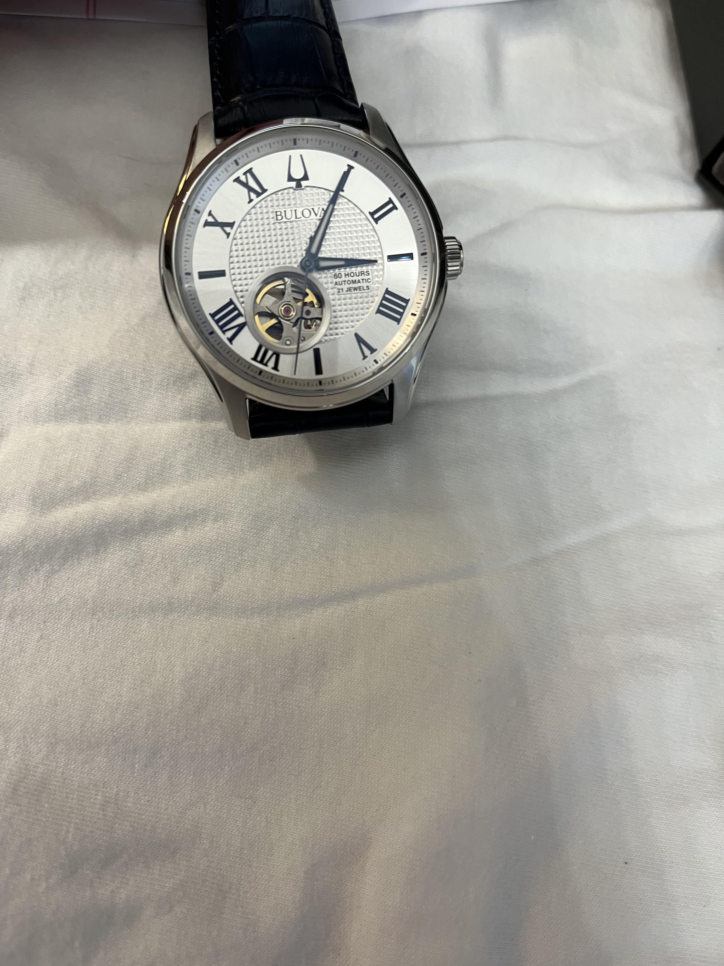 WTS Bulova Wilton Open Heart White Blue Automatic 96A206 Watch 42mm WatchCharts Marketplace