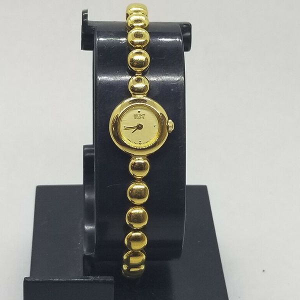 Vintage Womens SEIKO Gold Beaded Petite Bracelet Watch 1E20-0079 RARE ...