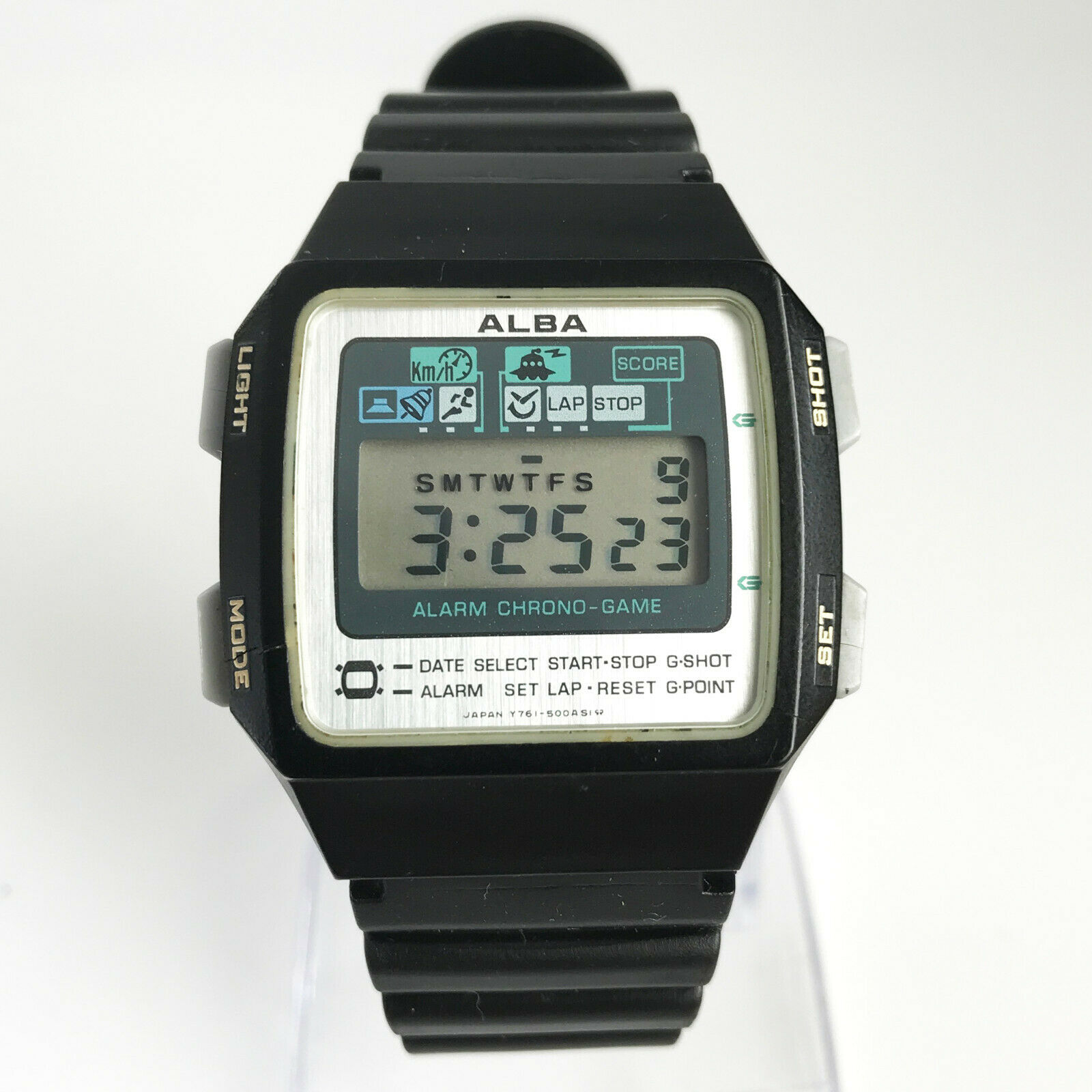 Vintage Seiko Alba Game Watch Y761-5000 black LCD digital