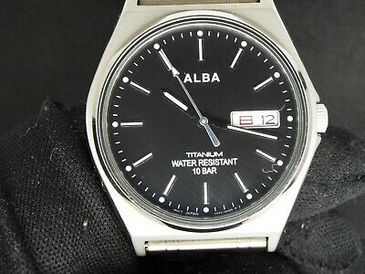 Non Vintage Seiko Alba Titanium Watch Kanji Date Window VX43