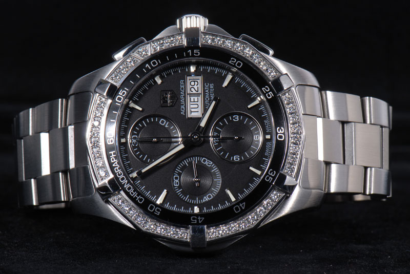 FS TAG Heuer Diamond Bezel Men s Aquaracer Day Date Chronograph