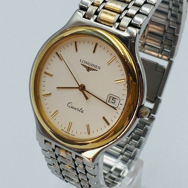 Longines Watch Flagship 156 7146 Quartz 18k Gold Plated Date T069 