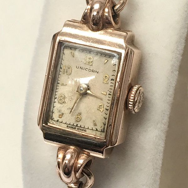 UNICORN BY ROLEX SWISS LADIES VINTAGE WATCH SOLID 9 CT GOLD HANDLEY